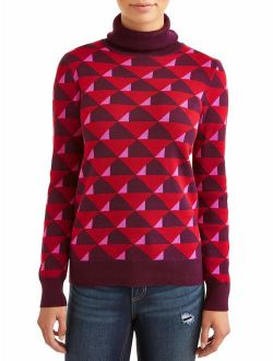 Heart N Crush Women's Geometric Print Turtleneck Sweater