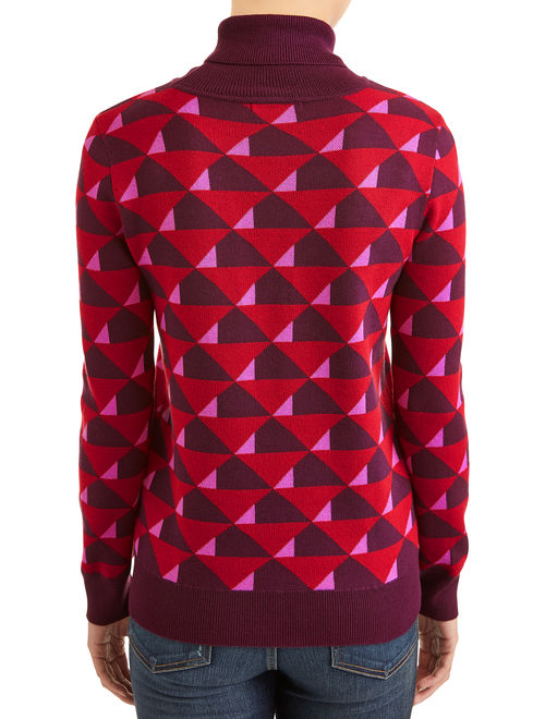 Heart N Crush Women's Geometric Print Turtleneck Sweater