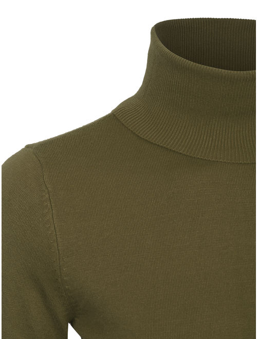 KOGMO Womens Solid Long Sleeve Turtleneck Knit Sweater (S-XL)