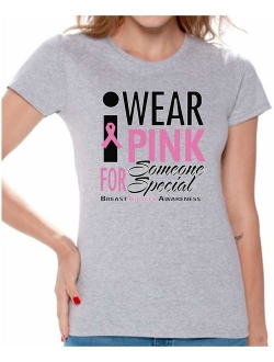 Women's I Wear Pink for Someone Special Graphic T-shirt Tops Breast Cancer Awareness