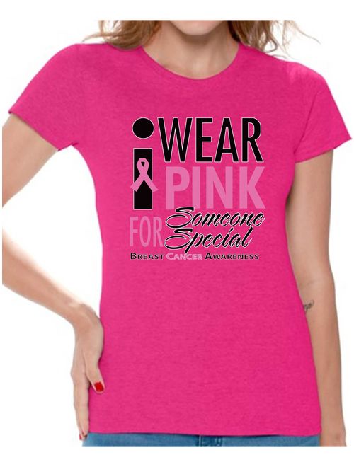 Awkward Styles Women's I Wear Pink for Someone Special Graphic T-shirt Tops Breast Cancer Awareness