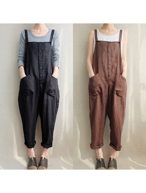 Hirigin Oversized Women Loose Strap Jumpsuit Casual Dungaree Trousers Overall Pant