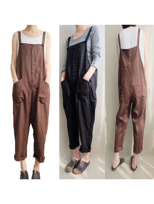 Hirigin Oversized Women Loose Strap Jumpsuit Casual Dungaree Trousers Overall Pant