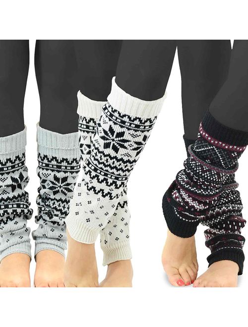 TeeHee Gift Box Women's Fashion Leg Warmers 3-Pack Assorted Colors