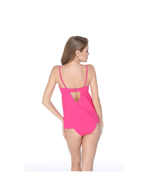 Womens Tankini Swimsuit Two Piece Swimwear Flyaway Swimdess Top Summer Bathing Suits Set