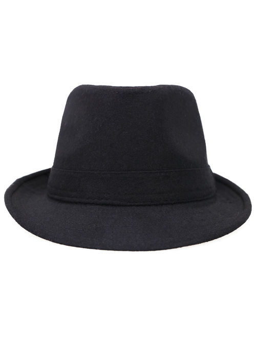 Men's Manhattan Fedora Hat Designed Black Color Cap