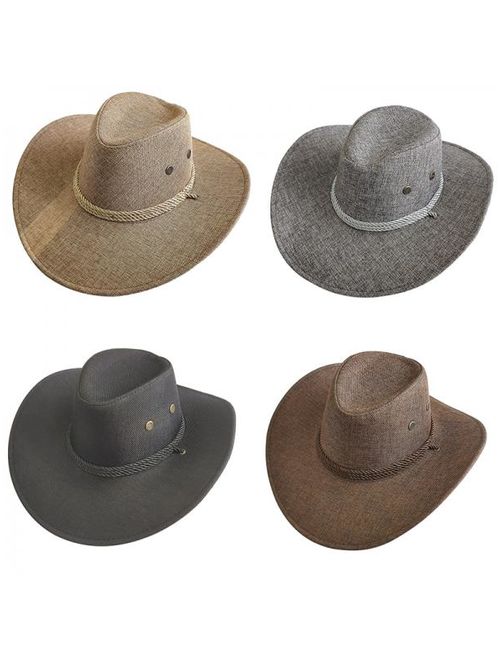 MarinaVida Men Retro British style Casual Wide Brim Sun Hat Cowboy Cap