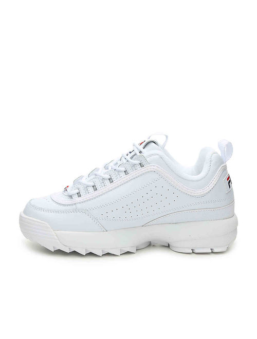 Fila Women's Disruptor II Premium Sneakers, White Navy Red, 8.5 M US