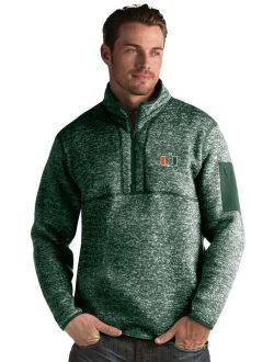 Miami Hurricanes Antigua Fortune 1/2-Zip Pullover Sweater - Heathered Green
