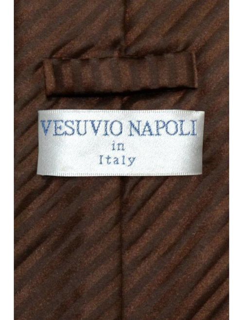 Vesuvio Napoli NeckTie CHOCOLATE BROWN Vertical Stripes Design Men's Neck Tie
