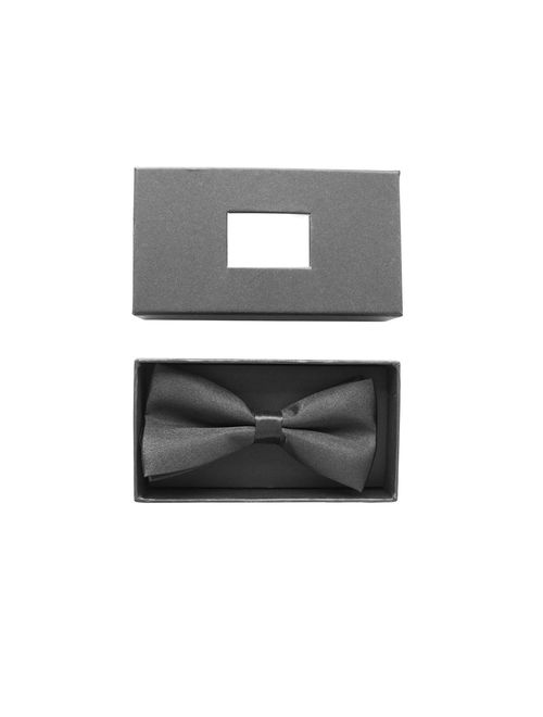 Formal Black Satin Banded Men's Elegant Bow Tie With Gift Box by Super Z Outlet