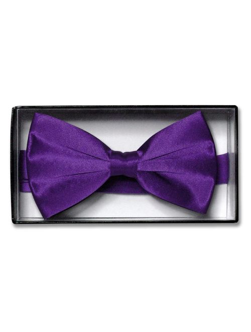 100% SILK BOWTIE Solid PURPLE INDIGO Color Men's Bow Tie for Tuxedo or Suit