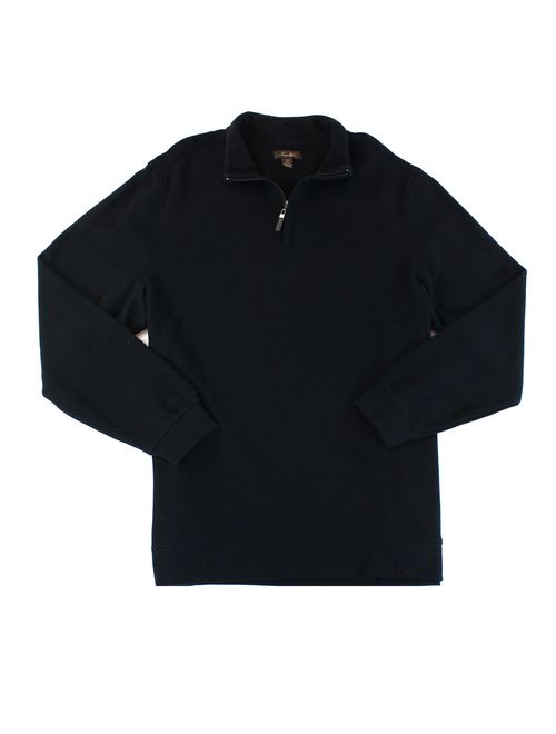 Tasso Elba NEW Deep Black Mens Size Medium M 1/2 Zip Ribbed Sweater