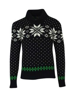 Men's Snowflake Knit Shawl Sweater