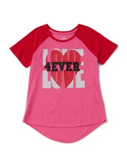 Valentine's Day Short Sleeve Raglan Graphic T-Shirt (Little Girls' & Big Girls')