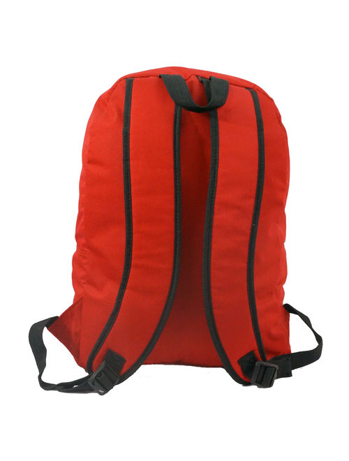 Backpack 18 inch Padded Back School Day Pack Classic Book Bag Mesh Pocket Red