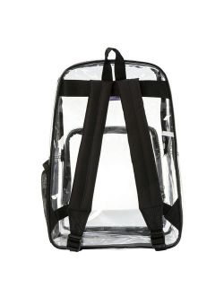 Clear Backpack See through School bags Basic Transparent Student Bookbag, Black