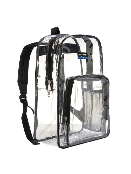 Clear Backpack See through School bags Basic Transparent Student Bookbag, Black