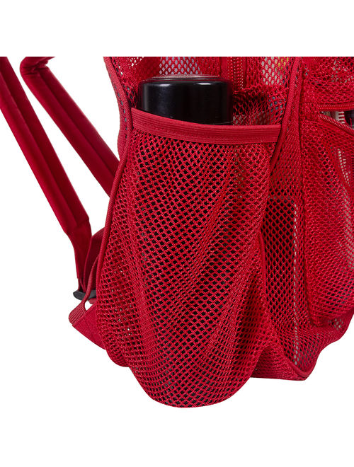 Heavy Duty Classic Student Mesh Backpack | Padded Straps | Red