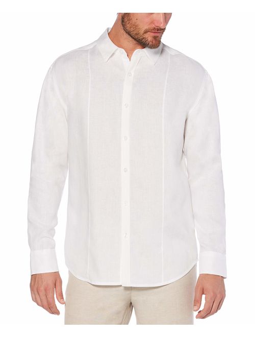Cubavera Men's Long Sleeve 100% Linen Essential Shirt with Pintuck Detail