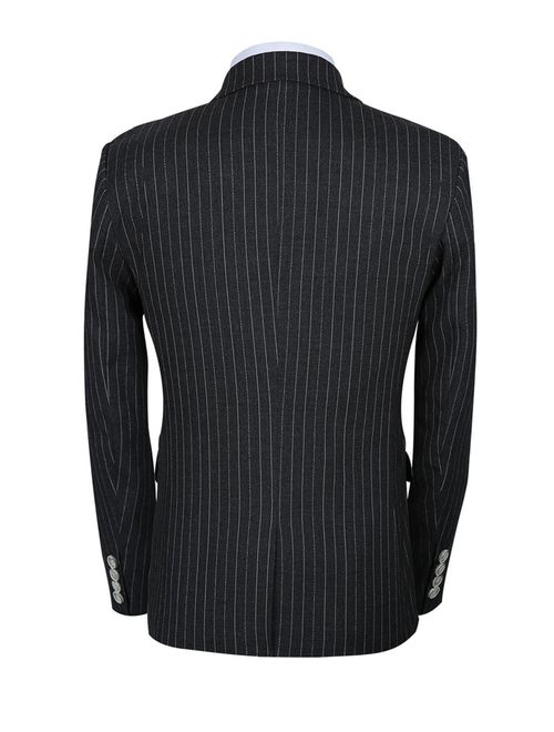 Mens Pinstripe Suit 3 Piece Slim Fit Casual Dress Suits Blazer+Vest+Pants
