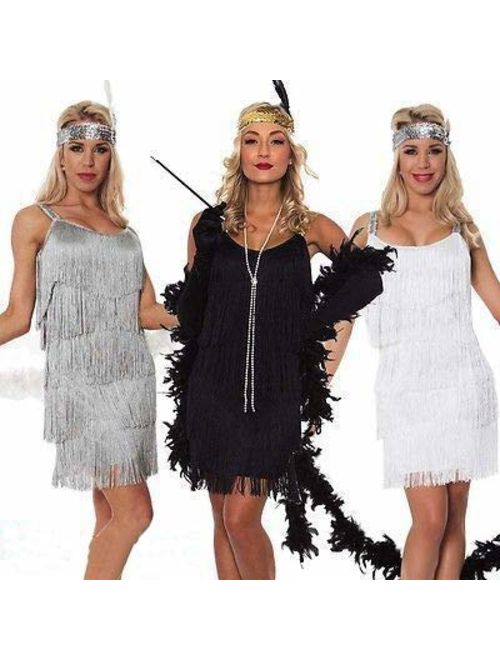L'VOW Women' 1920s Tassels Straps Dress Gatsby Cocktail Party Fringed Costume Flapper Dresses with Headband
