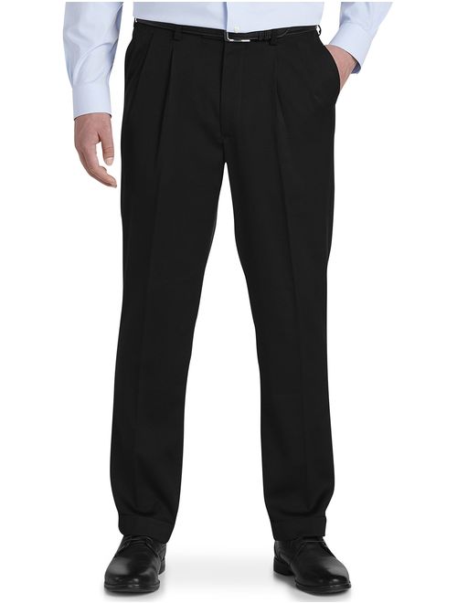 Gold Series DXL Big and Tall Waist-Relaxer Luster Sateen Hemmed Pleated Suit Pants