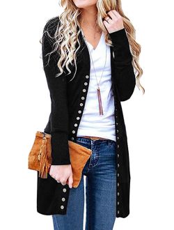 Women Button Down Solid Color Cardigan