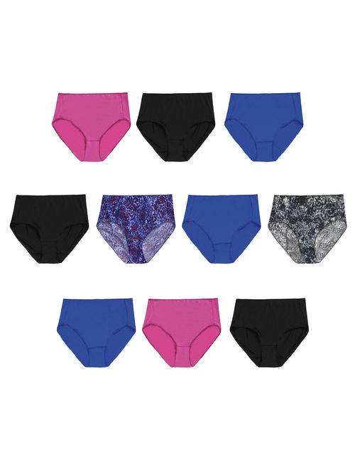 Hanes Women's Cool Comfort Microfiber Brief Panties, 10-Pack