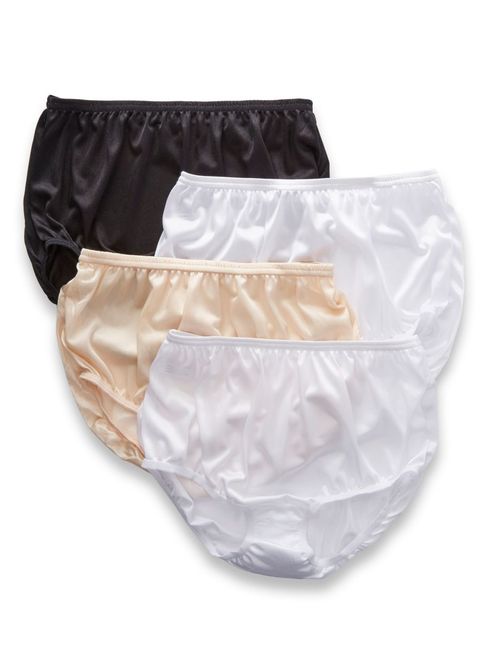 Women's Teri 331 Full Cut Nylon Brief Panty - 4 Pack