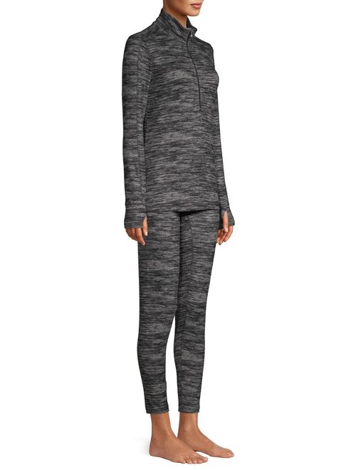 Hanes Women's Knit Thermal Zip Top Shirt and Leggings Sleep Set