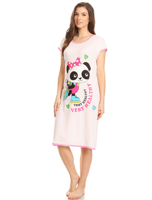 15020 Womens Nightgown Sleepwear Pajamas - Woman Sleeveless Sleep Dress Nightshirt Pink # 76 M