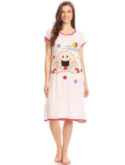 5020 Womens Nightgown Sleepwear Pajamas - Woman Sleeveless Sleep Dress Nightshirt Red # 75 M