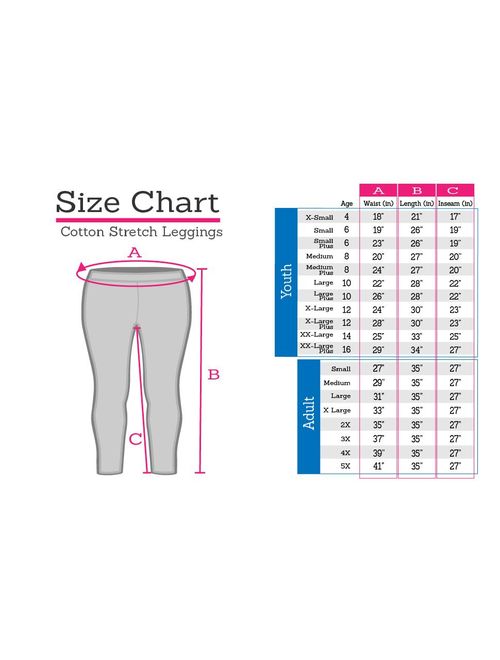 Girl's and Women's Premium Footless Leggings | Stretch Pants | Cotton | Child X Small (4) - Adult 5X (28-30)