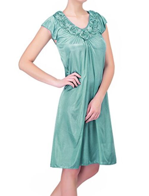 Women's Satin Silk Roses Nightgown