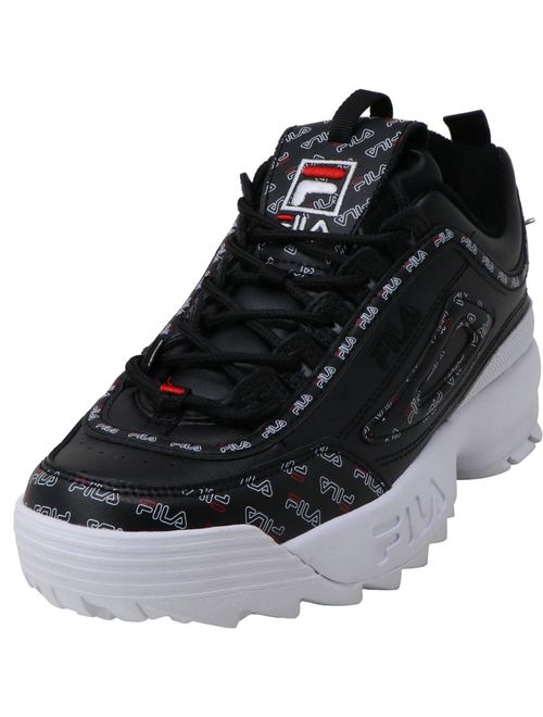 Fila Women's Disruptor Ii Multiflag Black / White Red Ankle-High Leather Sneaker - 7M