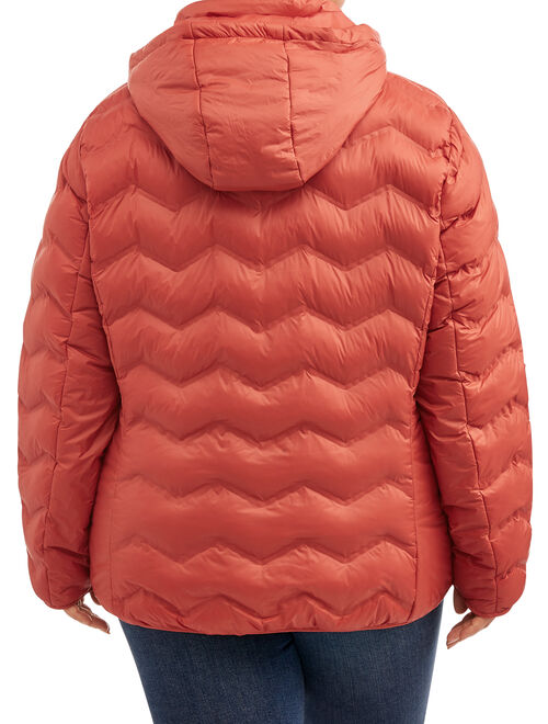 Time and Tru Women's Plus Size Puffer Coat with Hood