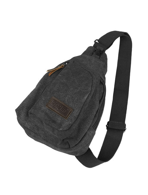 Vintage Canvas Sling Backpack,EEEKit Outdoor Sports Chest Bag,Crossbody Daypack,Sling Backpack,Shoulder Backpack Bag,Lightweight for Men Women Boys Girls-Black/Gray/Khaki