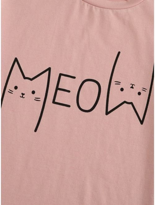 Shein Cartoon And Letter Graphic Top