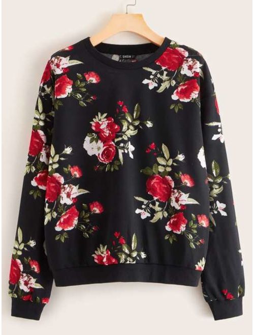 Shein Floral Print Pullover