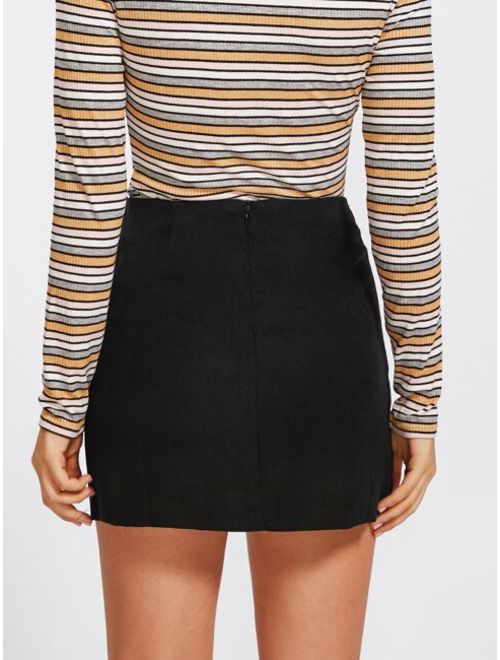 Shein Grommet Lace Up Detail Skirt