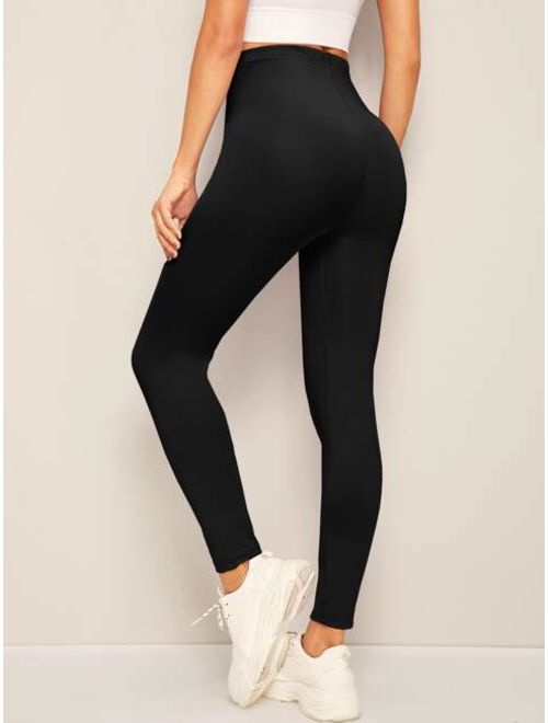 Shein Solid Elastic High Waist Leggings