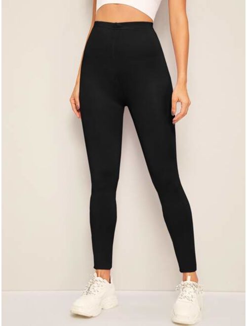 Shein Solid Elastic High Waist Leggings
