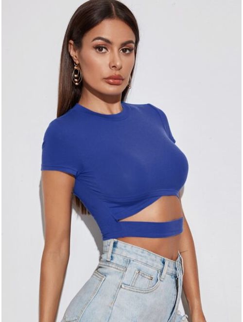 Shein Cutout Front Fitted Crop Top
