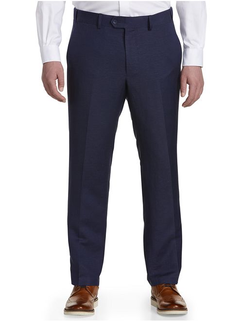 Oak Hill by DXL Big and Tall Waist-Relaxer Flat-Front Linen-Blend Suit Pants