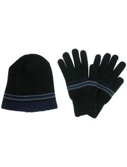 CTM Striped Knit Beanie and Glove Set (Men's)