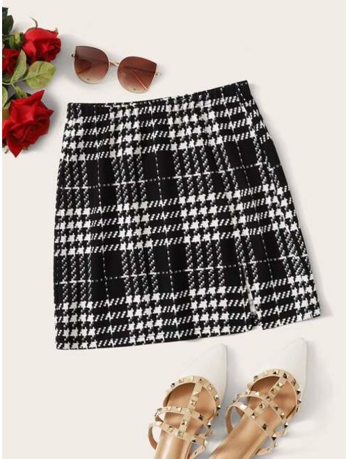 Shein Plaid Textured Skirt