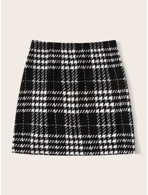 Shein Plaid Textured Skirt