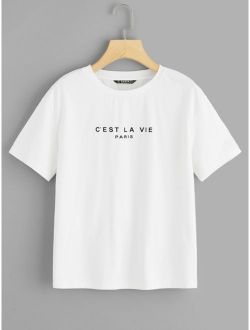 Short Sleeve Letter Graphic Tee