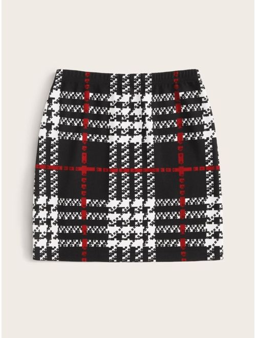 Shein Plaid Print Bodycon Skirt